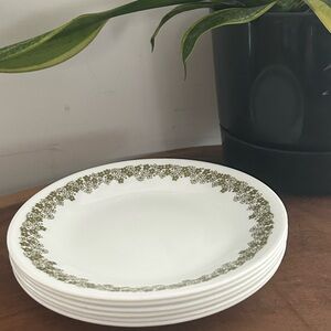 Vintage Corelle Spring Blossom, Crazy Daisy Plates - Set of 6 6.75” Green floral